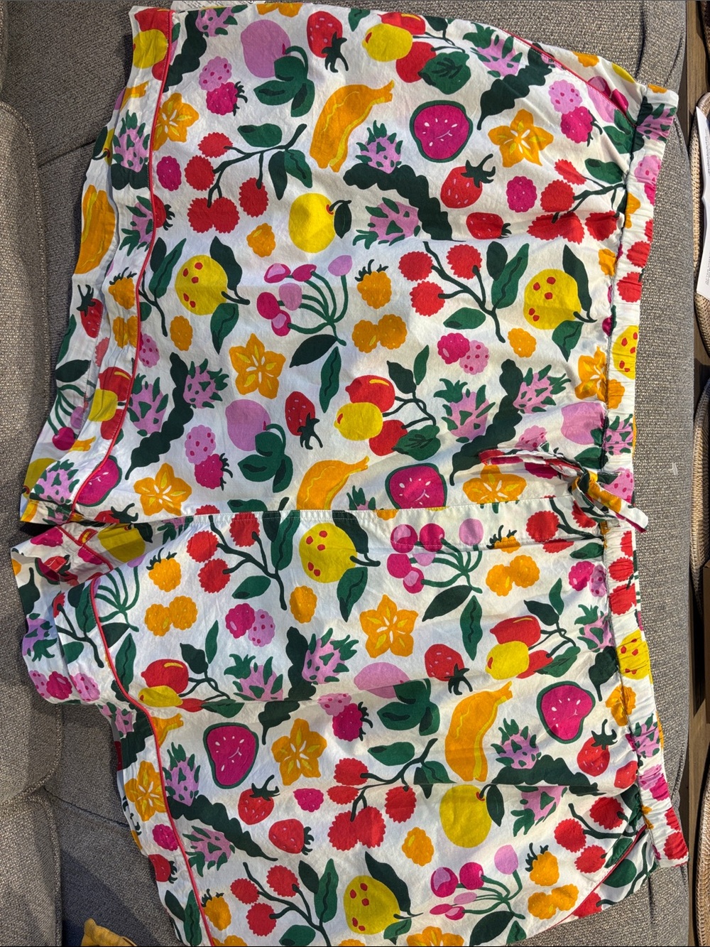 Printfresh White Fruit Print pajama set with Bright Red, Yellow & Green - Picture 11 of 14